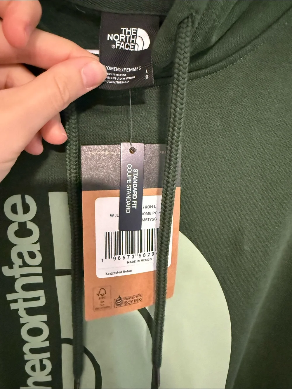 The North Face Green Logo Hoodie NWT sz L